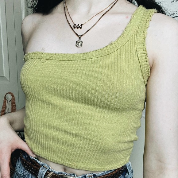 Urban Outfitters XS one shoulder top moss - Picture 1 of 6